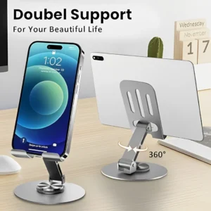 Stand Holder HP Metal 360° Rotasi – Dudukan Ponsel & Tablet Lipat Anti Gores Besi Premium